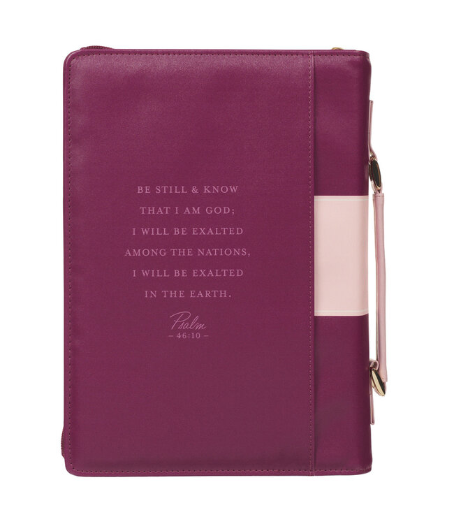 Be Still and Know Pearlescent Plum Fashion Bible Cover - Psalm 46:10 時尚仿皮聖經套
