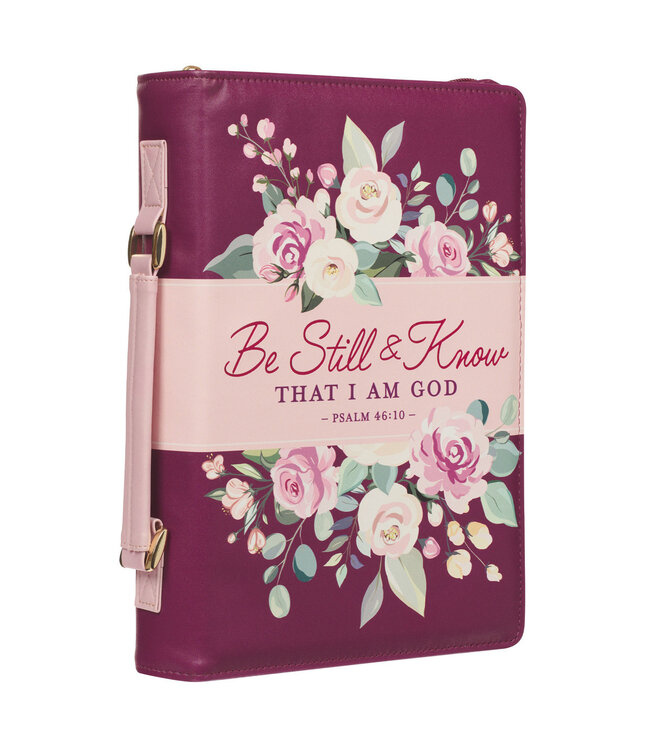 Be Still and Know Pearlescent Plum Fashion Bible Cover - Psalm 46:10 時尚仿皮聖經套