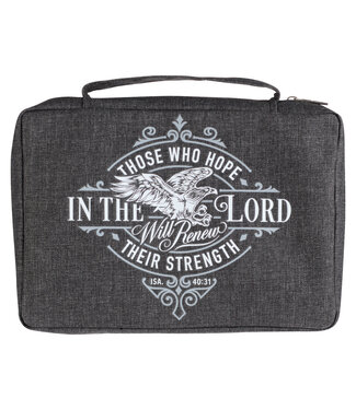 Christian Art Gifts Hope in the LORD Charcoal Value Bible Cover - Isaiah 40:31 帆布拉鏈聖經套