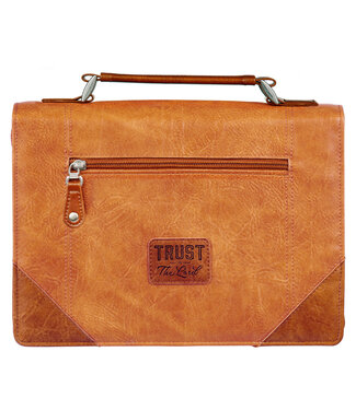 Christian Art Gifts Trust in the Lord Tan and Honey-brown Classic Bible Cover 仿皮拉鏈聖經套