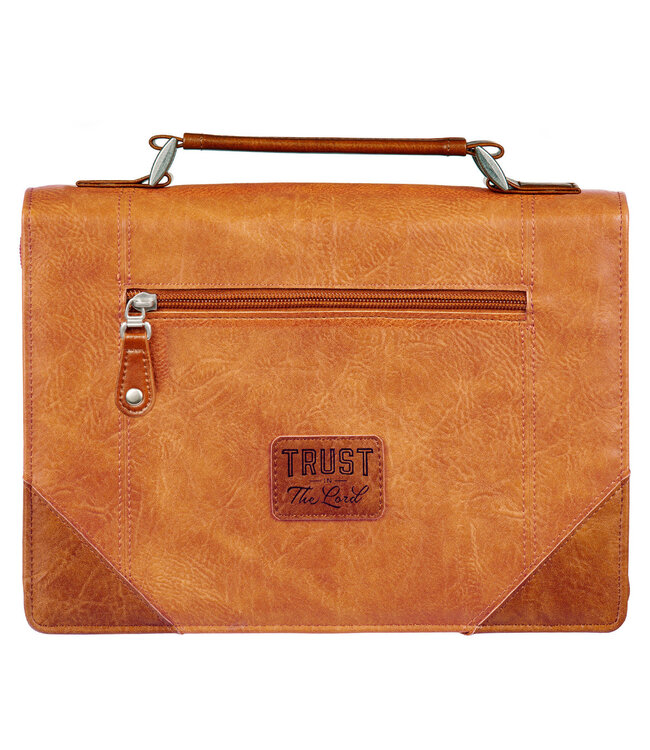 Trust in the Lord Tan and Honey-brown Classic Bible Cover 仿皮拉鏈聖經套