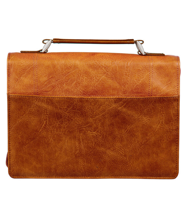 Trust in the Lord Tan and Honey-brown Classic Bible Cover 仿皮拉鏈聖經套