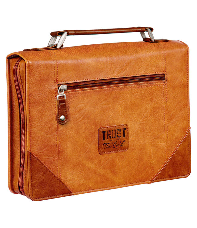 Trust in the Lord Tan and Honey-brown Classic Bible Cover 仿皮拉鏈聖經套