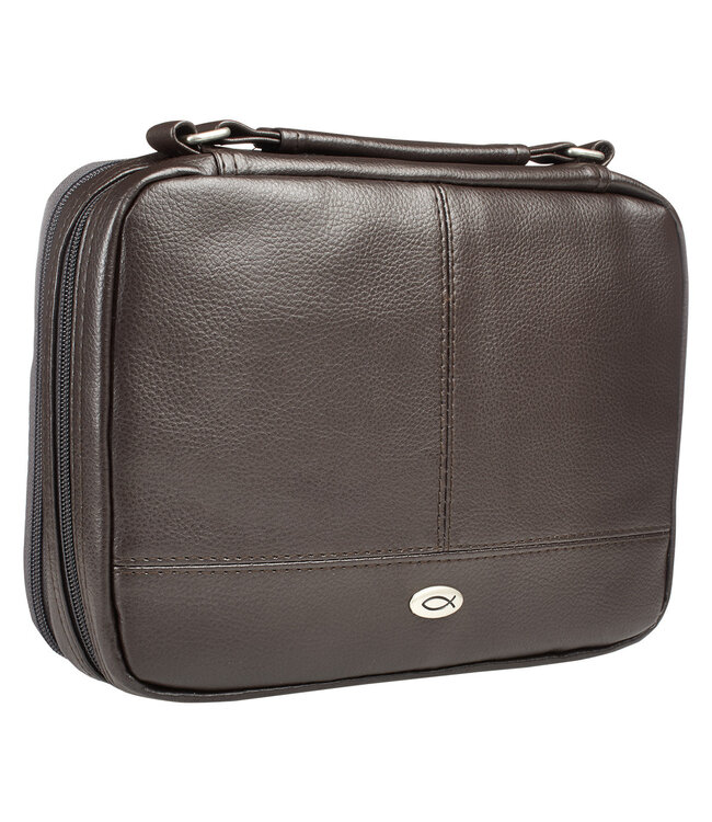 Two-fold Brown Faux Leather Organizer Bible Cover 仿皮拉鏈聖經套