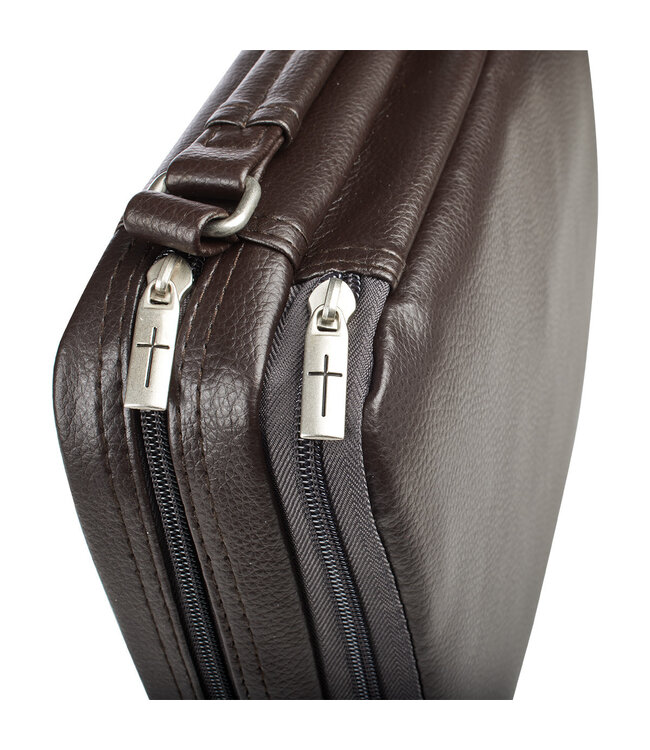 Two-fold Brown Faux Leather Organizer Bible Cover 仿皮拉鏈聖經套