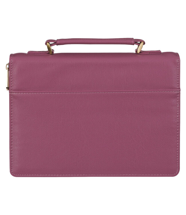 Strong and Courageous Topas Pink Faux Leather Fashion Bible Cover - Joshua 1:9 時尚仿皮聖經套