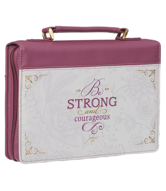 Strong and Courageous Topas Pink Faux Leather Fashion Bible Cover - Joshua 1:9 時尚仿皮聖經套