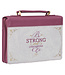Strong and Courageous Topas Pink Faux Leather Fashion Bible Cover - Joshua 1:9 時尚仿皮聖經套