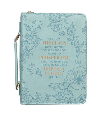 Christian Art Gifts Plans to Prosper You Teal Faux Leather Fashion Bible Cover – Jeremiah 29:11 時尚仿皮聖經套