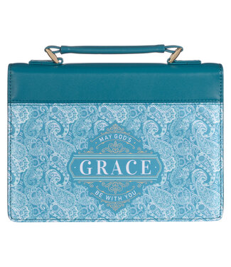 Christian Art Gifts God's Grace Teal Paisley Faux Leather Fashion Bible Cover 時尚仿皮聖經套