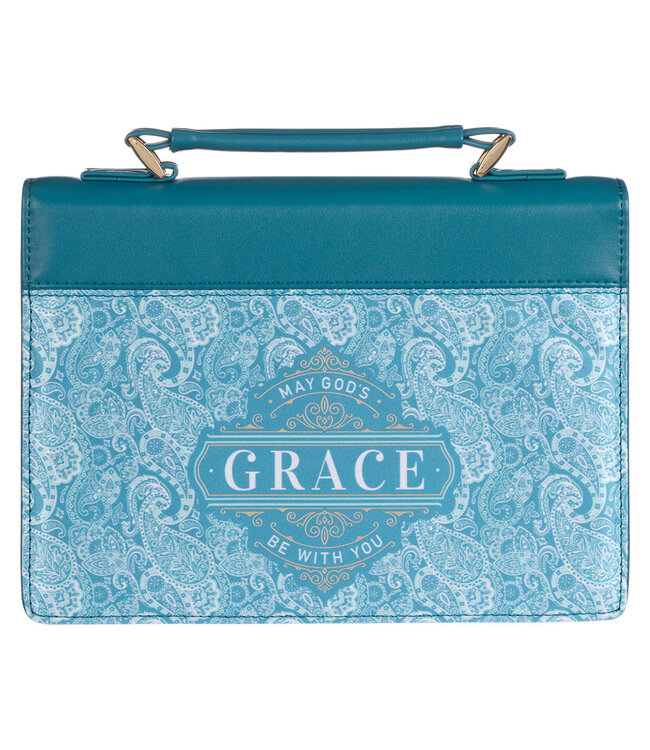 God's Grace Teal Paisley Faux Leather Fashion Bible Cover 時尚仿皮聖經套