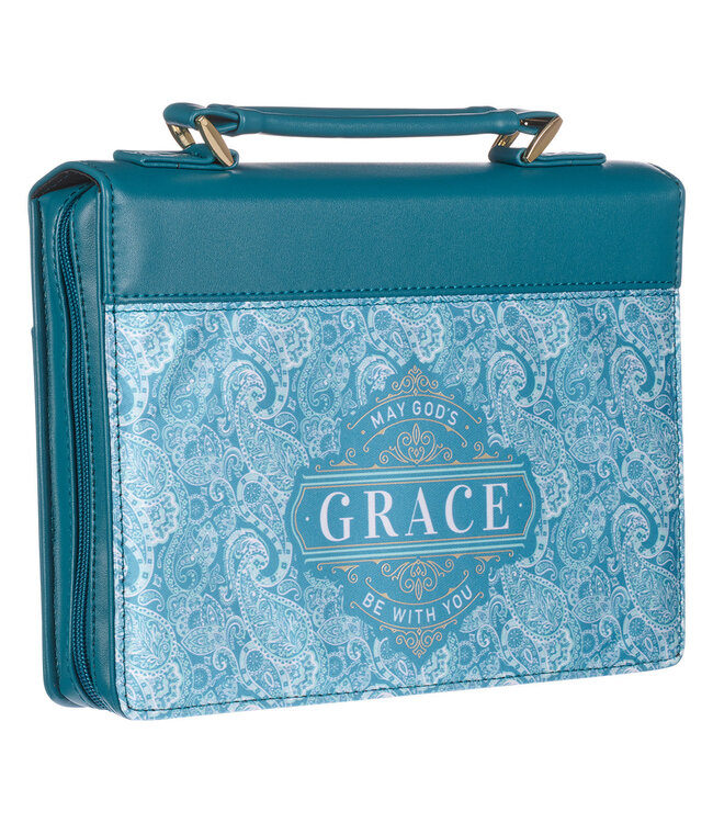 God's Grace Teal Paisley Faux Leather Fashion Bible Cover 時尚仿皮聖經套
