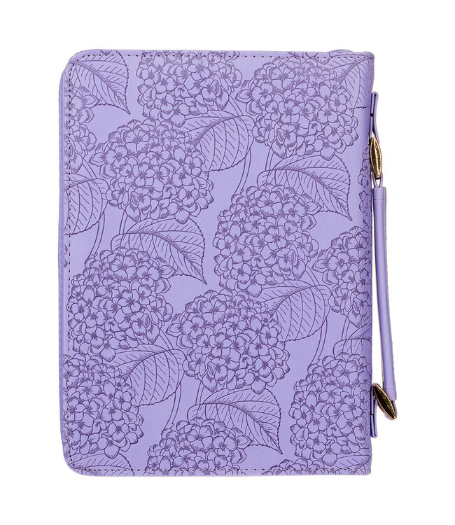 Saved by Grace Hydrangea Lavender Faux Leather Fashion Bible Cover - Ephesians 2:8 時尚仿皮聖經套