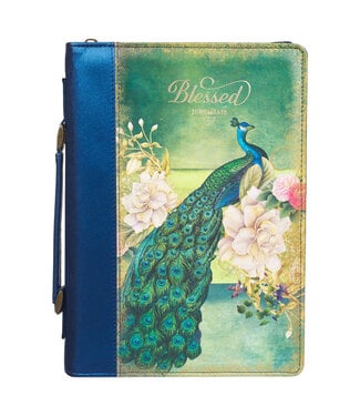 Christian Art Gifts Blessed Peacock Blue Faux Leather Fashion Bible Cover - Jeremiah 17:7 時尚仿皮聖經套