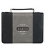 Walk by Faith Black and Gray Faux Leather Classic Bible Cover - 2 Corinthians 5:7 仿皮拉鏈聖經套