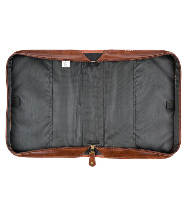Stand Firm Two-tone Brown Faux Leather Classic Bible Cover - 1 Corinthians 16:13 仿皮拉鏈聖經套
