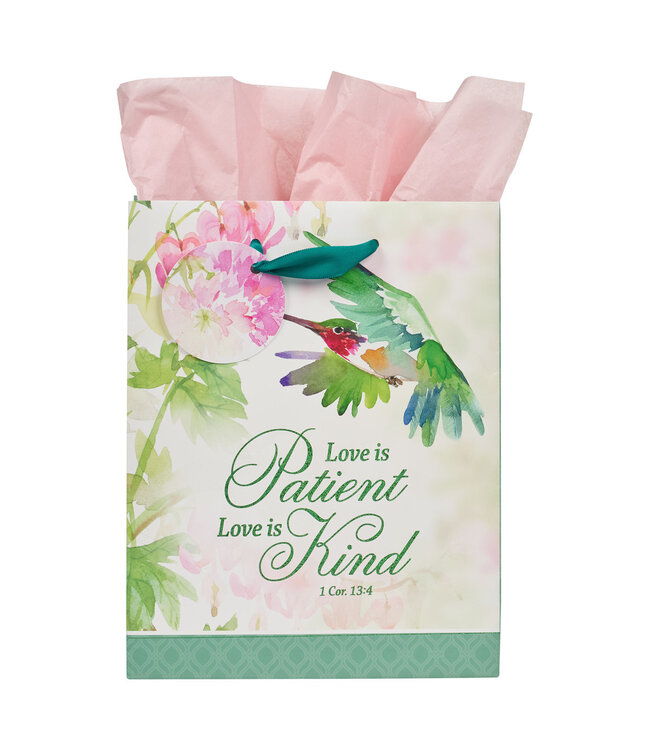 Love is Patient Hummingbird Medium Gift Bag - 1 Corinthians 13:4  | 禮物袋——中