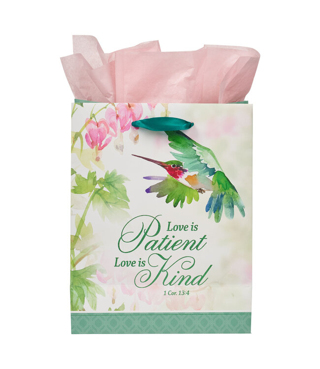 Love is Patient Hummingbird Medium Gift Bag - 1 Corinthians 13:4  | 禮物袋——中