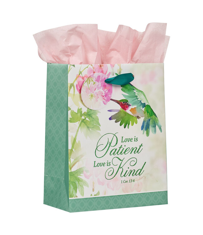 Love is Patient Hummingbird Medium Gift Bag - 1 Corinthians 13:4  | 禮物袋——中
