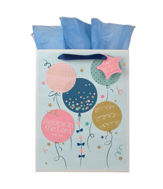 Christian Art Gifts Rejoice Colorful Balloon Medium Gift Bag - Philippians 4:4 | 禮物袋——中