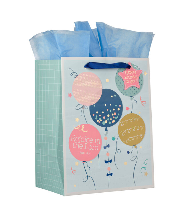 Rejoice Colorful Balloon Medium Gift Bag - Philippians 4:4 | 禮物袋——中