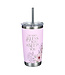 Bless You and Keep You Pink Floral Stainless Steel Travel Tumbler with Stainless Steel Straw - Numbers 6:24 不鏽鋼旅行保溫杯（配不銹鋼吸管）