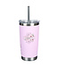 Bless You and Keep You Pink Floral Stainless Steel Travel Tumbler with Stainless Steel Straw - Numbers 6:24 不鏽鋼旅行保溫杯（配不銹鋼吸管）