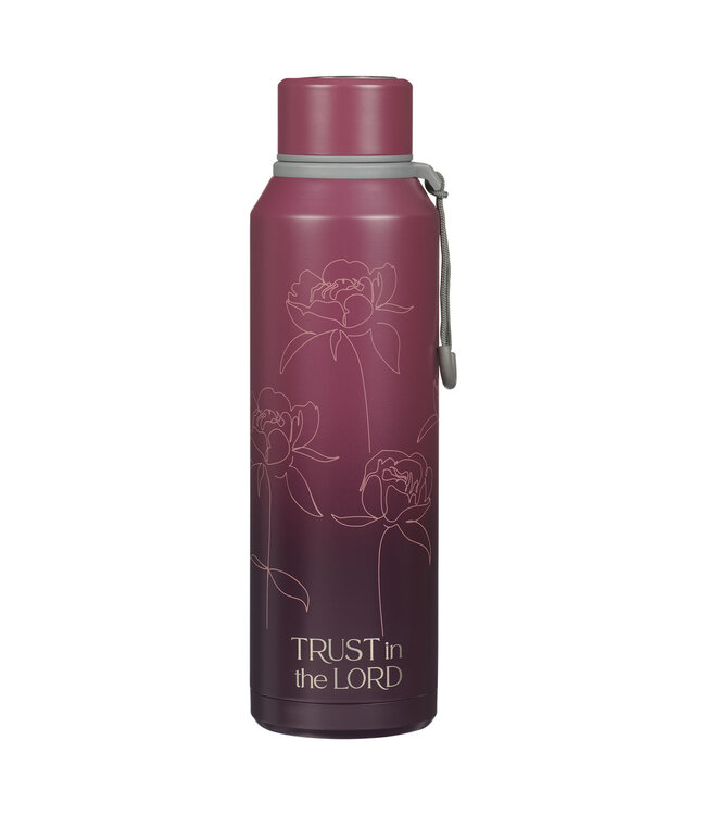 Trust in the Lord Plum Floral Stainless Steel Water Bottle - Proverbs 3:5 不鏽鋼保溫水壺