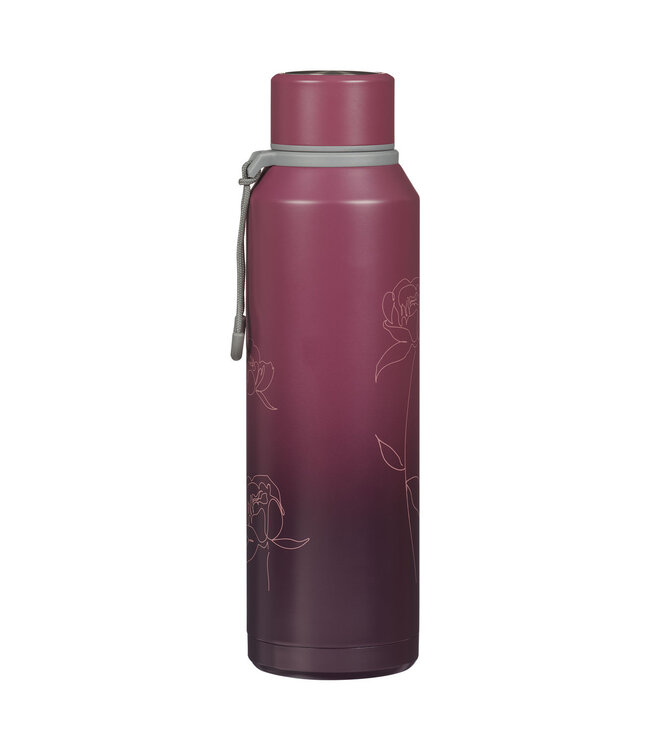 Trust in the Lord Plum Floral Stainless Steel Water Bottle - Proverbs 3:5 不鏽鋼保溫水壺