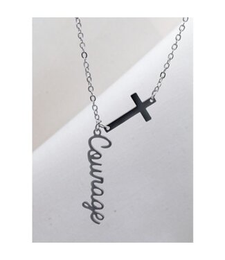 Eden Merry Jewelry Scripted Collection - Courage/Cross Necklace 【話語系列】勇氣字雕十字架項鍊