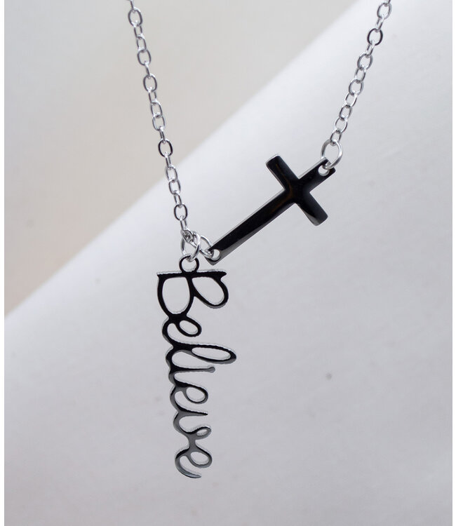 Scripted Collection - Believe/Cross Necklace