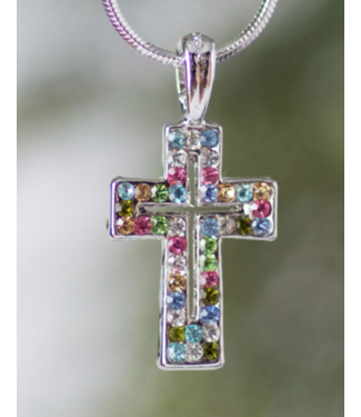 Eden Merry Jewelry Pendant Necklaces - Open Cross 【吊墜系列】彩色水晶十字架項鍊