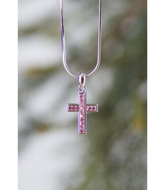 Eden Merry Jewelry Pendant Necklaces - Little Pink Cross【吊墜系列】粉紅水晶十字架項鍊