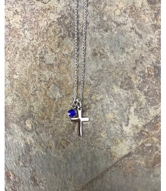 Eden Merry Jewelry Birth Stone Necklaces - September Sapphire 【生日石系列】九月——藍寶石十字架項鍊