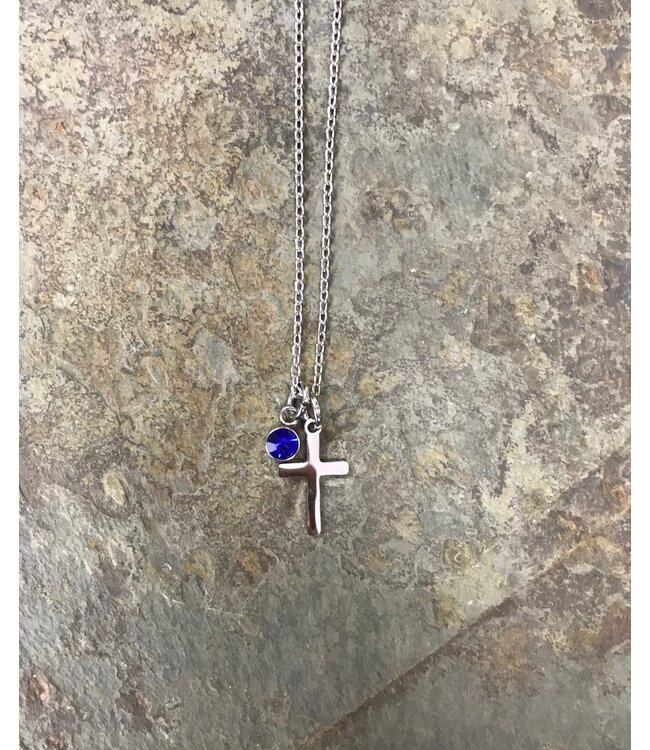 Birth Stone Necklaces - September Sapphire 【生日石系列】九月——藍寶石十字架項鍊