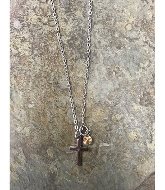 Eden Merry Jewelry Birth Stone Necklaces - November Topaz 【生日石系列】十一月——黃玉十字架項鍊