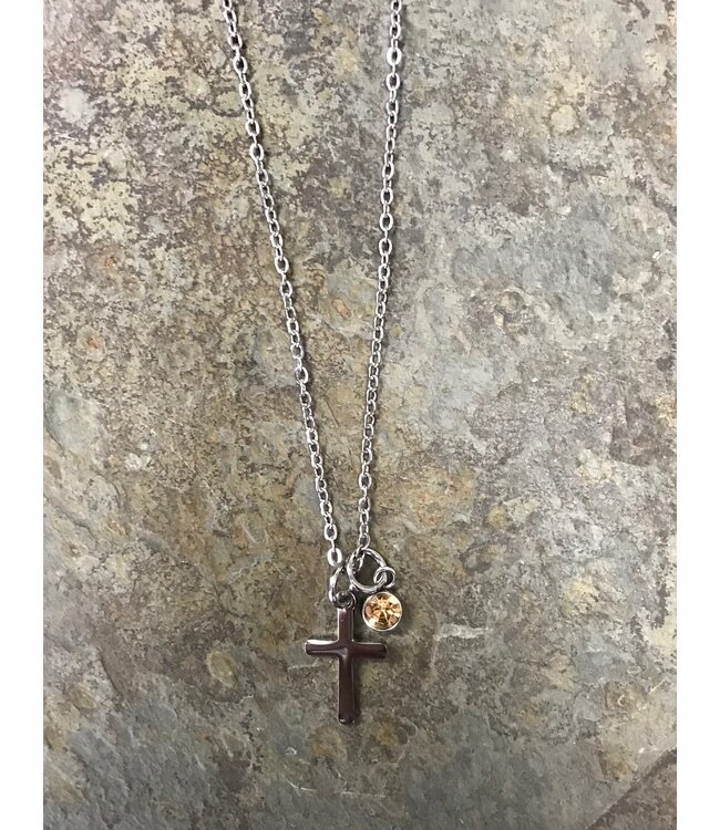 Birth Stone Necklaces - November Topaz 【生日石系列】十一月——黃玉十字架項鍊