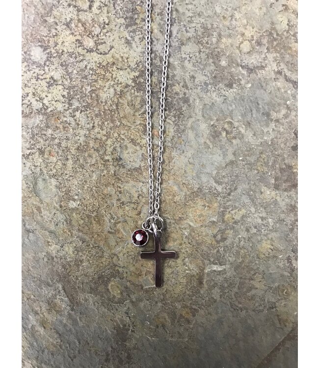 Birth Stone Necklaces - January Garnet【生日石系列】一月——石榴石十字架項鍊