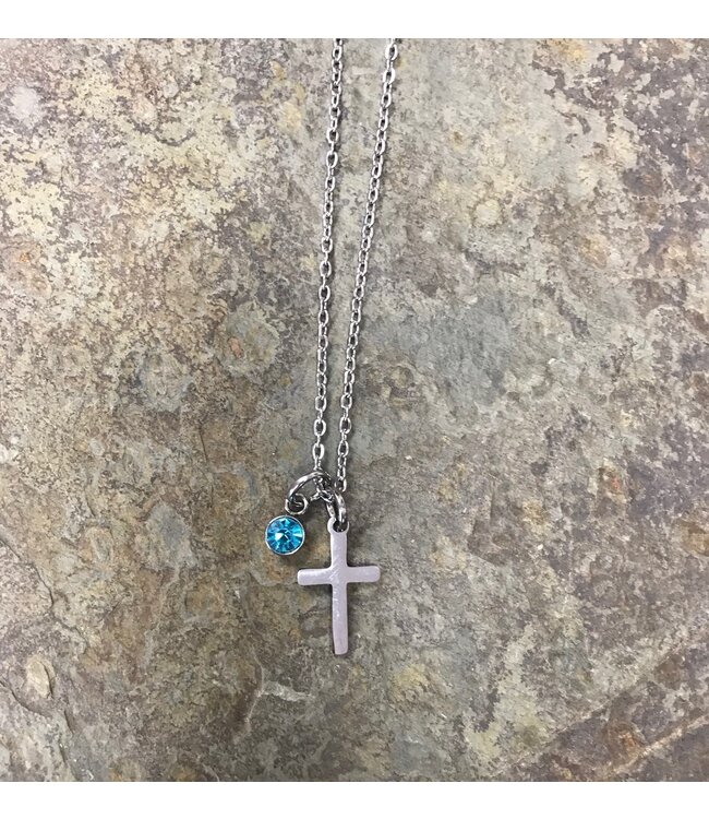 Birth Stone Necklaces - December Blue Topaz 【生日石系列】十二月——藍托帕石十字架項鍊