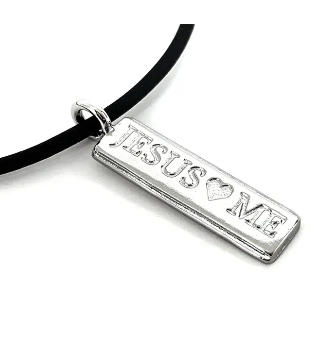 Jesus Loves Me Necklace With Rhodium Metal Finish | 【耶穌愛我】項鍊