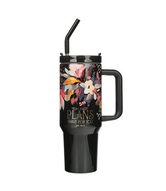 Christian Art Gifts The Plans 40 Oz Tumbler with Reusable Straw - Jeremiah 29:11 | 40 盎司保溫杯搭配可重複使用的吸管