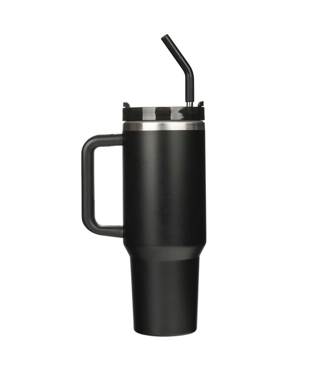 Be Strong in the Lord Black 40 Oz Tumbler with Reusable Straw - Ephesians 6:10 | 40 盎司保溫杯搭配可重複使用的吸管