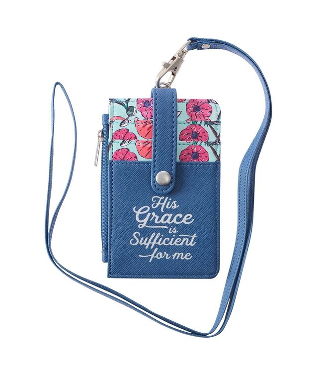 His Grace is Sufficient Faux Leather ID Card Holder Image Back | 仿皮身份證夾