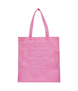 Christian Art Gifts I Know the Plans Pink Reusable Non-woven Shopping Tote Bag - Jeremiah 29:11 | 環保購物袋