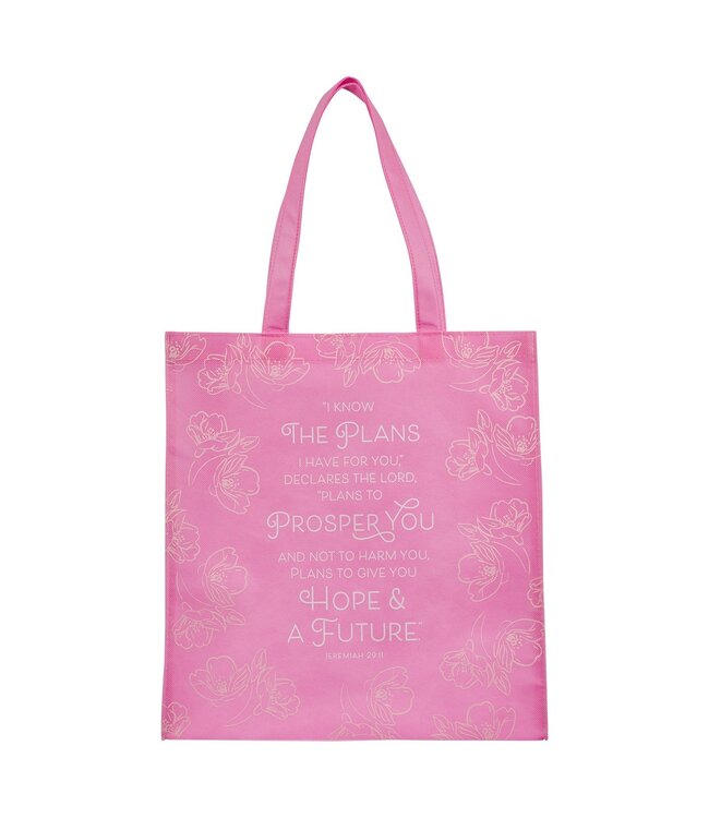 I Know the Plans Pink Reusable Non-woven Shopping Tote Bag - Jeremiah 29:11 | 環保購物袋