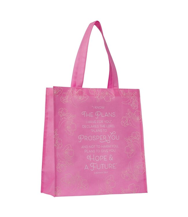 I Know the Plans Pink Reusable Non-woven Shopping Tote Bag - Jeremiah 29:11 | 環保購物袋