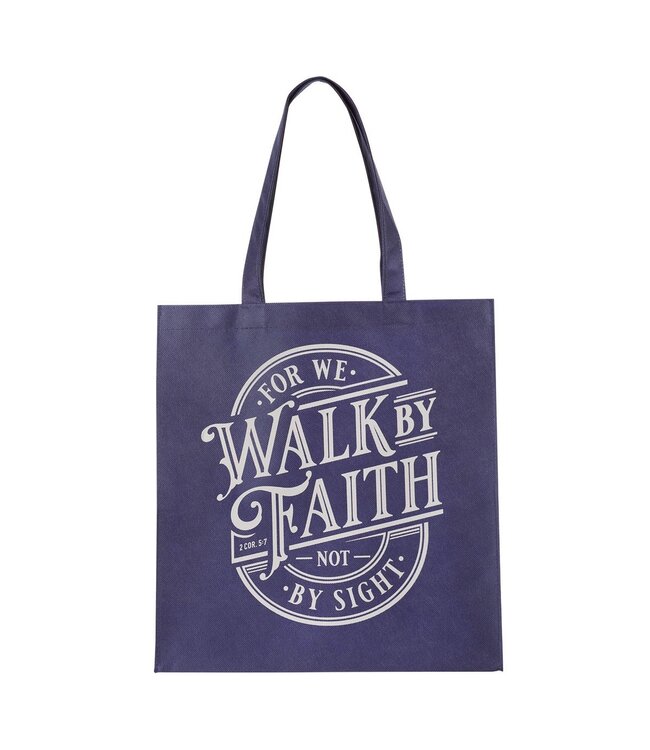 Walk By Faith Blue Reusable Non-woven Shopping Bag - 2 Corinthians 5:7 | 環保購物袋