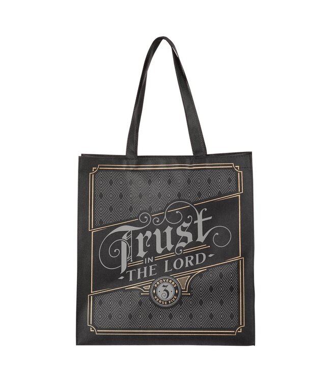 Trust in the Lord Charcoal and Gold Reusable Non-woven Shopping Tote Bag -Proverbs 3:5 | 環保購物袋