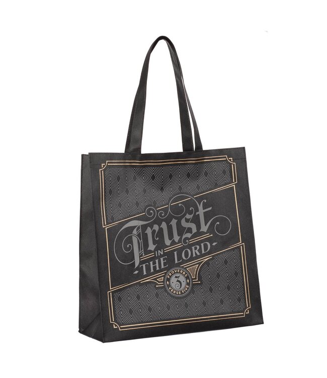 Trust in the Lord Charcoal and Gold Reusable Non-woven Shopping Tote Bag -Proverbs 3:5 | 環保購物袋