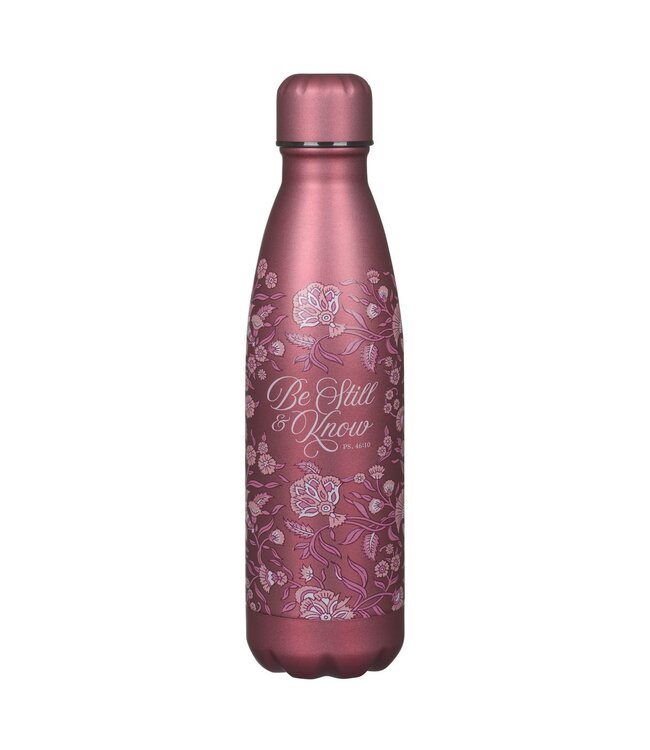 Be Still Metallic Raisin Plum Floral Stainless Steel Water Bottle - Psalm 46:10 | 不鏽鋼保溫瓶